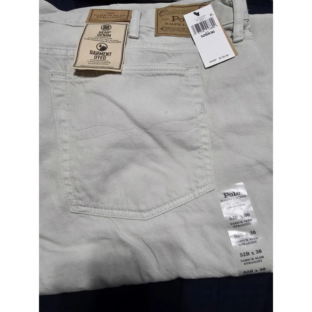 Polo Ralph Lauren Varick Slim Straight Gray Jeans Pants 5 Pocket Size 52x30